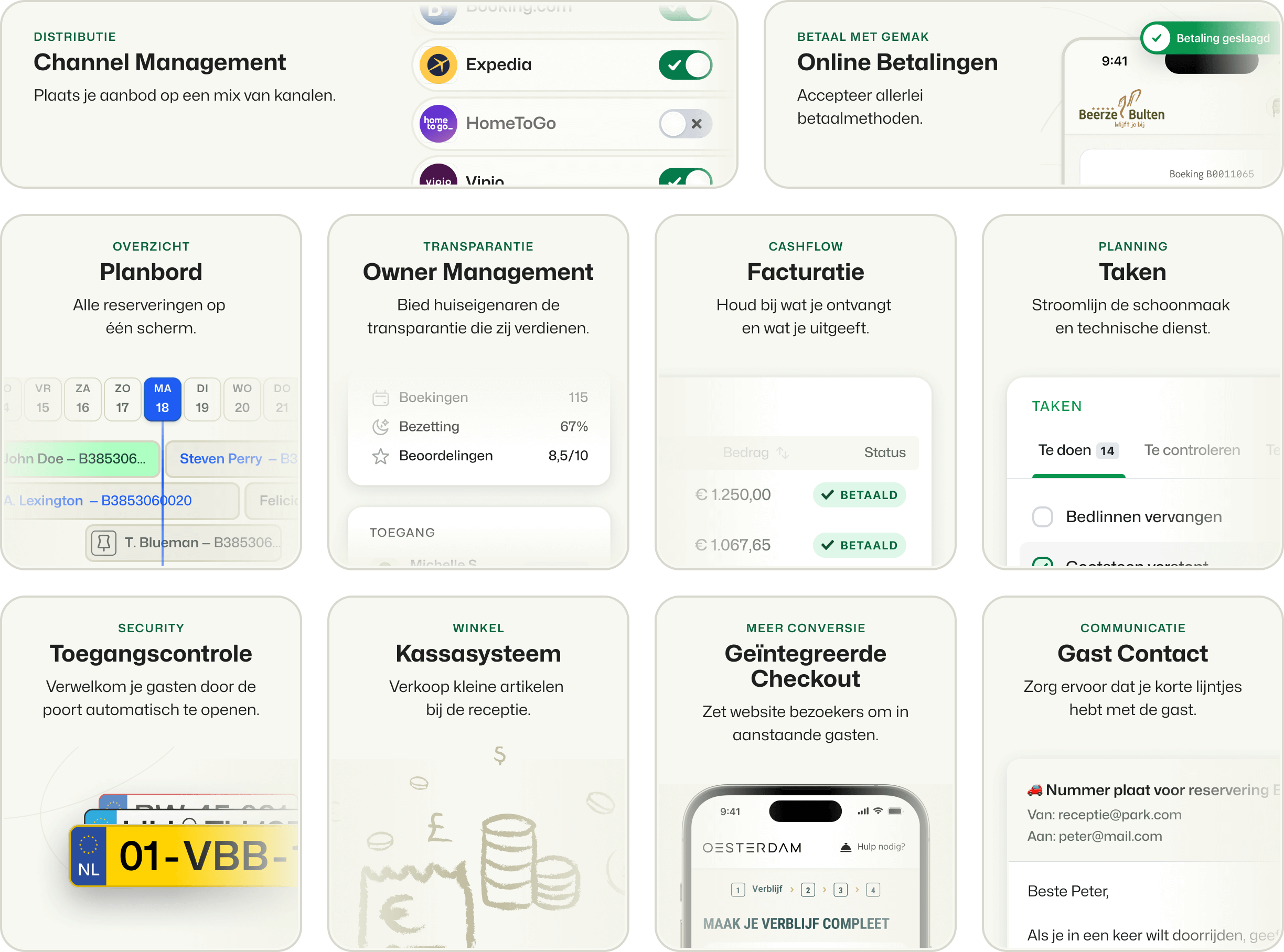 BEX PMS Reserveringssysteem Functies